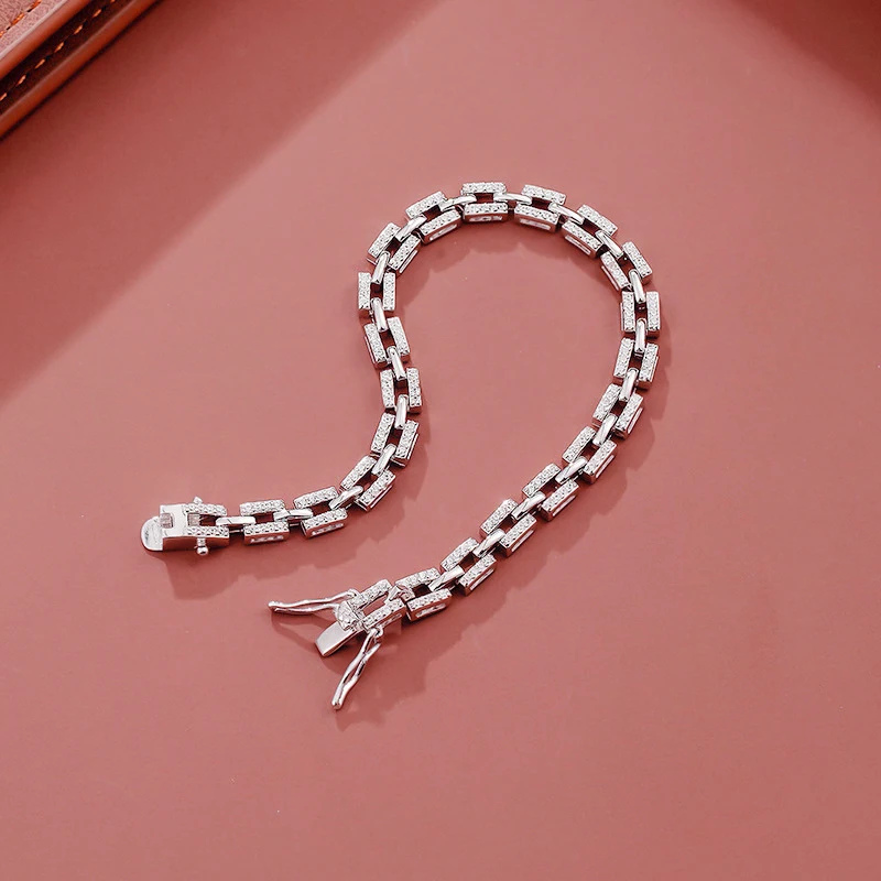 BXINY D Color Moissanite Bracelets 100% S925 Silver Tank Chain GRA Certified Diamond for Women Men Engagement Fine Jewelry Gifts