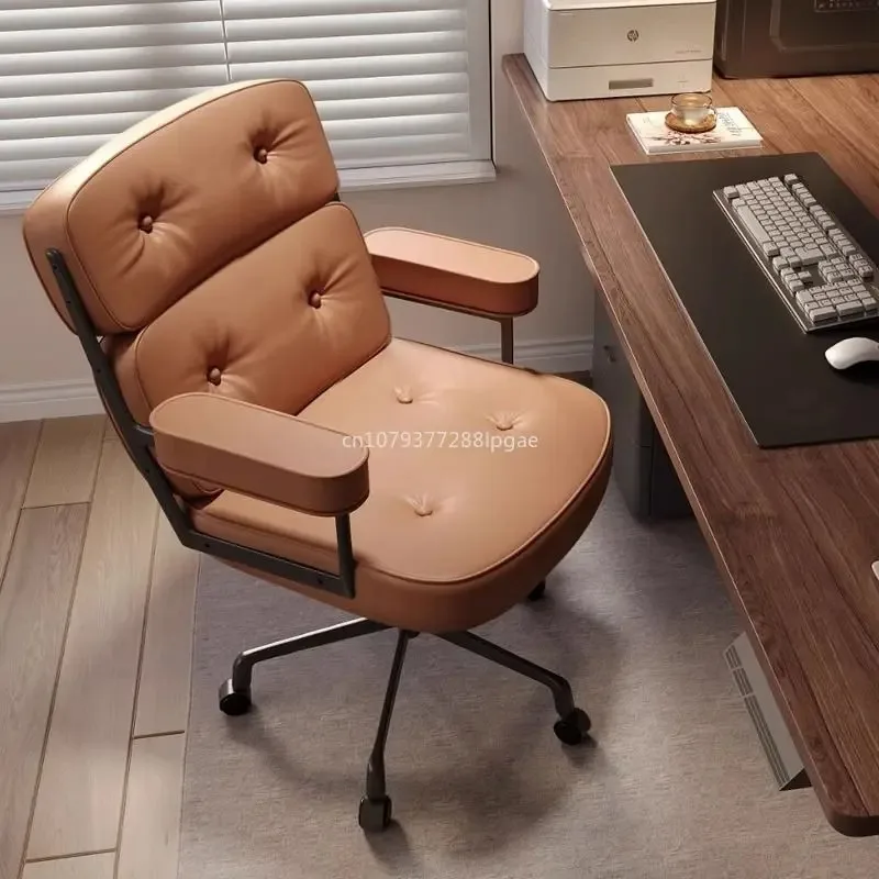 Arbeitsstuhl aus Brotleder, Heimcomputer, bequem, sitzend, für Schlafzimmer, weicher Schreibtischstuhl, Büromöbel