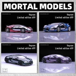 Mortal In Stock 1:64 Veyron Chrome Carbon Diecast Diorama Car Model Collection Miniature Toys