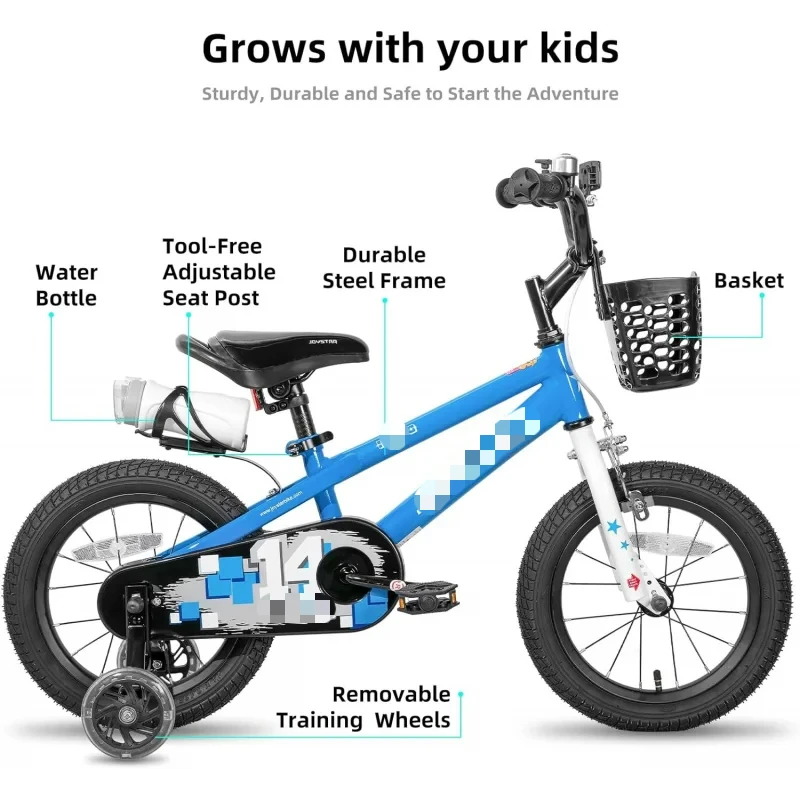 JOYSTAR Pluto Bike 12 14 16 18 20 Inch Children's Bicycle for Age 3-12 Years,Kids' Bicycles with Light Up Training Wheels,