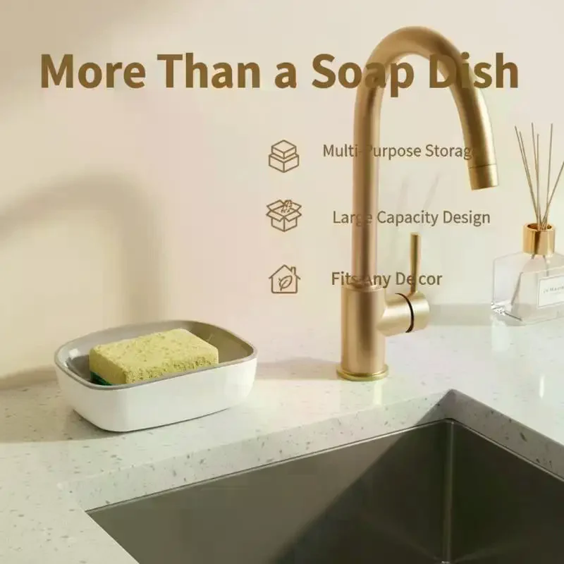Two Layer Plastic Soap Dish Self Draining Lightweight Soap Holder for Bathroom Kitchen Travel RV Use