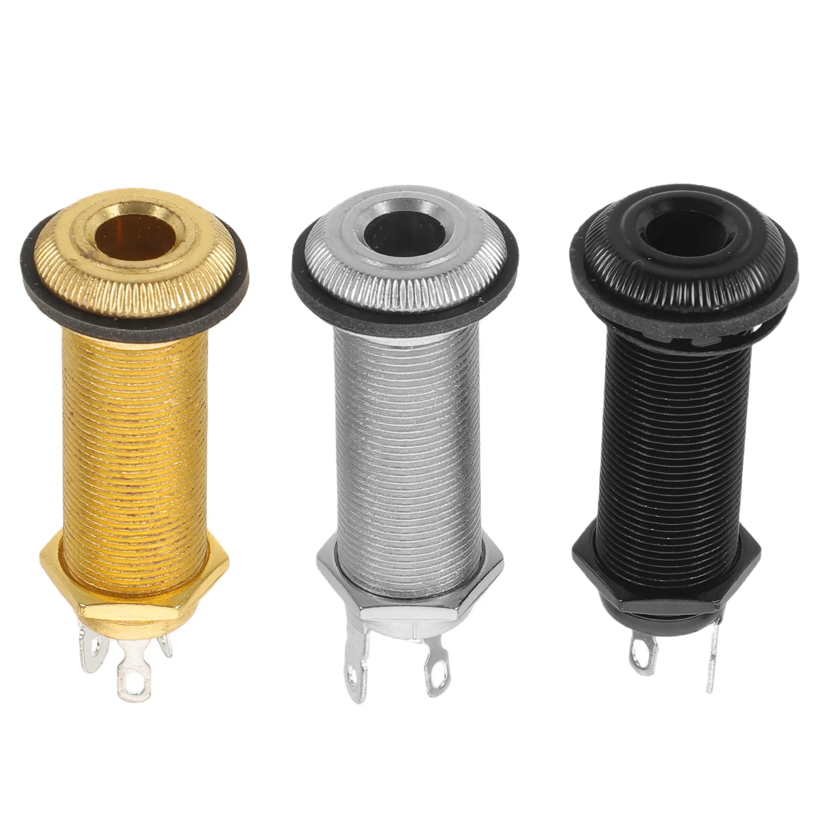 3Pcs Guitar Endpin Jack Female Output Connector Metal Threaded Replacement Acoustic Electric Bass Guitar Parts Mono Stereo