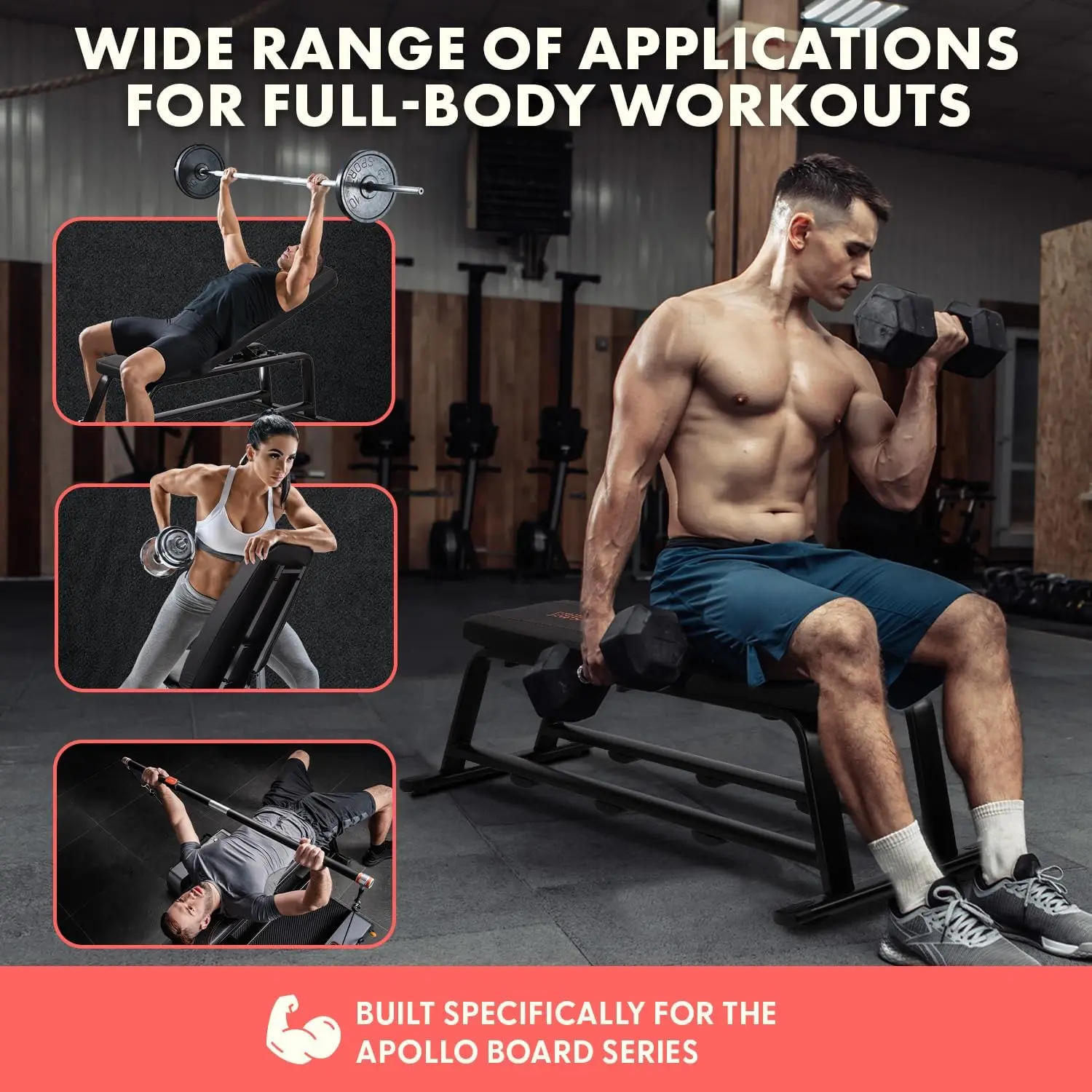 مقعد وزن مسطح قابل للتعديل لتمرين كامل الجسم، ضغط مقعد قابل للطي للمنزل وصالة الألعاب الرياضية وتدريبات القوة المنحدر المستقر Fl