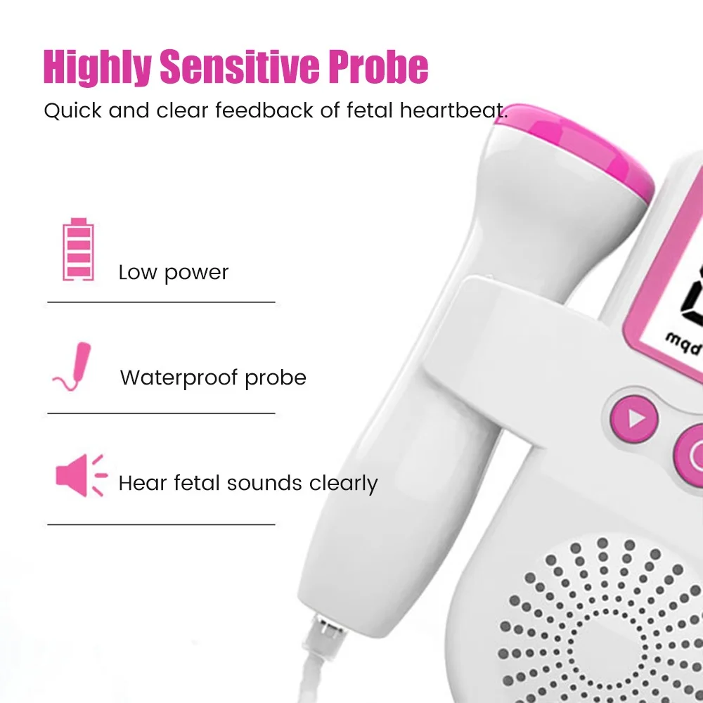 Baby Heartbeat Monitor Portable Doppler Fetal Pregnancy Monitor for New Moms Easy to Use at Home