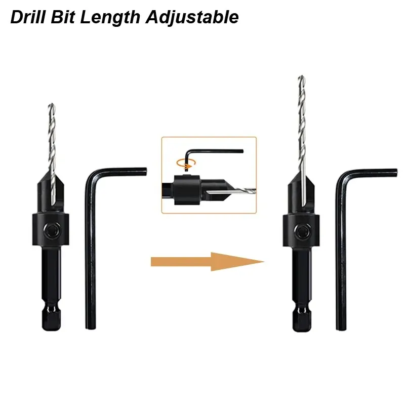 Countersink Drill Bit Set for Wood Counter Sink Wood Pilot Screw Hole Cutter Counterbore Reamer Tapered Chamfer Woodwooking Tool