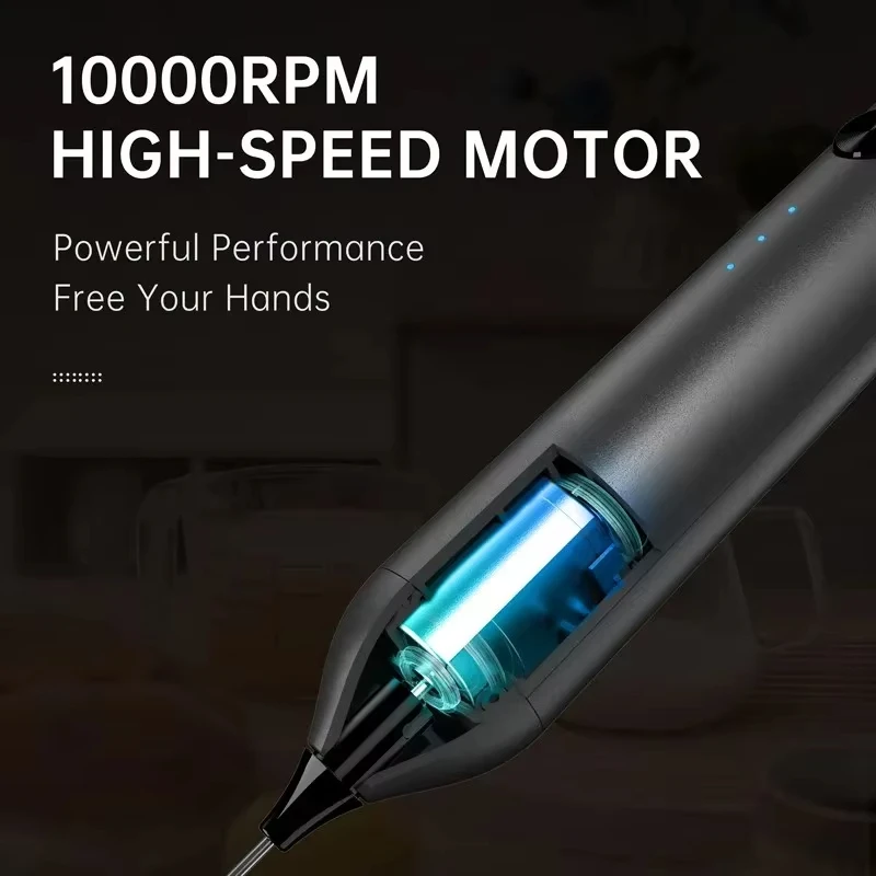Electric Foam Maker Wireless 3-Speed Coffee Maker Mixer Rechargeable Hand-Held Egg Beater Milk Foam Maker Food Mixer view 6