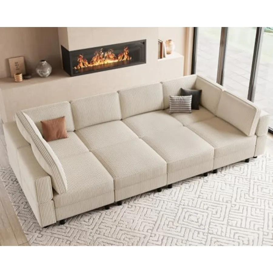 

Модульный секционный диван на 8 мест с глубоким отсеком для хранения, удобный вельветовый секционный диван-кровать, трансформируемый вельветовый модульный диван-кровать