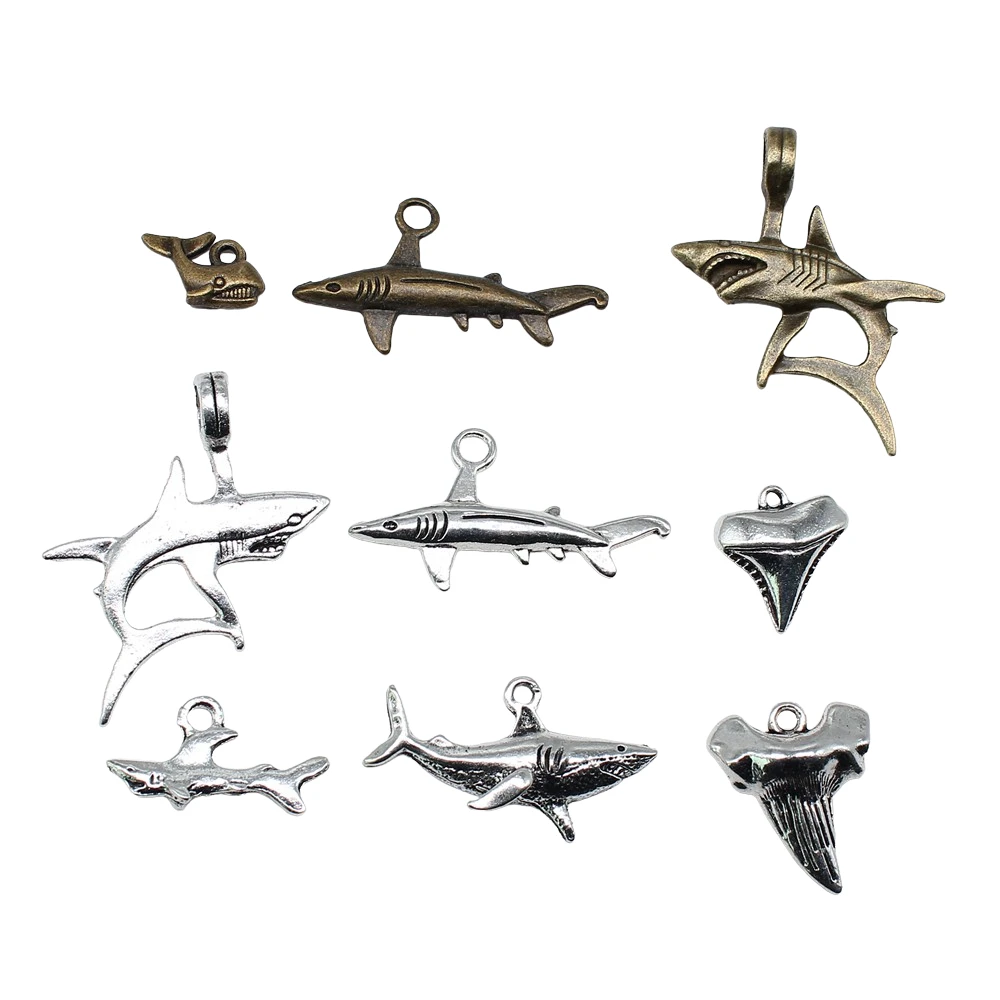 10pcs Shark Charms For Jewelry Making Fish Charms Pendant Marine Life Sea Animal Charms DIY Crafts Making Findings