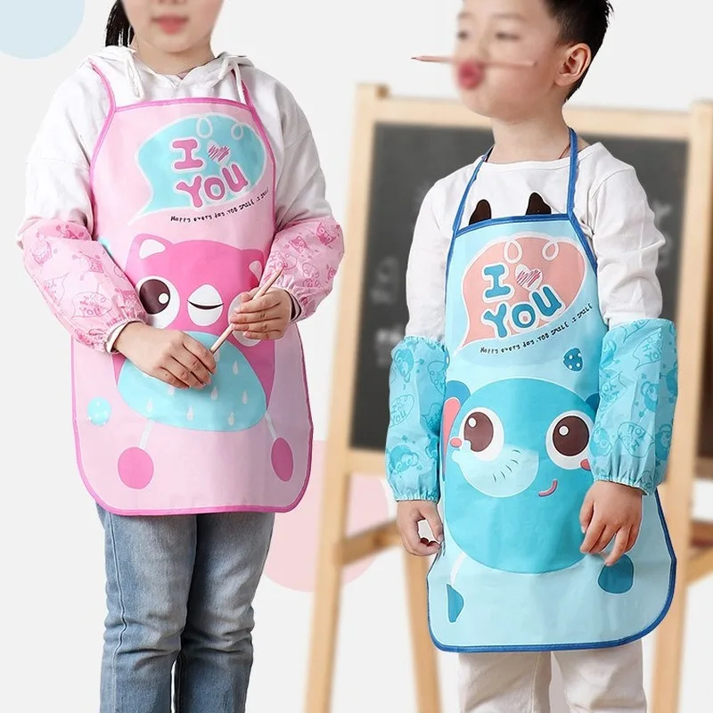 Kid Cartoon Waterproof Painting Apron Children Sleeveless Coverall Painting Clothes Small Bib Bib Suit Household Products