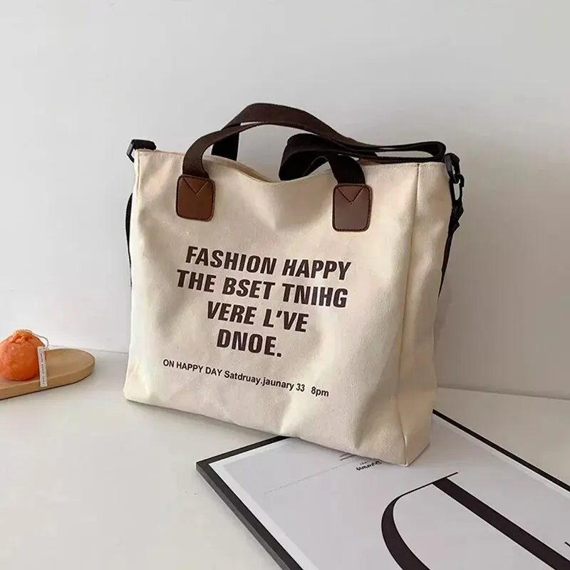 New Multifunctional Chest Bag Fashion Trend Large Capacity Canvas Shopping Tote Bag Single Shoulder Bag Class Artistic Handbag