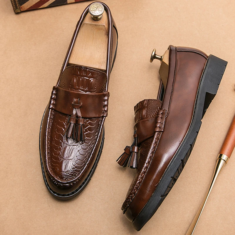 

High Quality Tassel Social Leather Shoes For Men Office Loafers Men’s Dress Shoes Casual Business Formal Leather Shoes Man