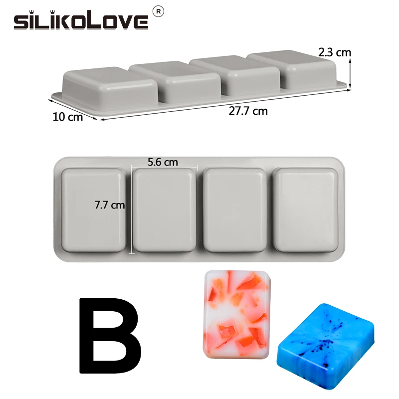 SILIKOLOVE DIY Silicone Soap Mold for Handmade Soap Making Forms 3D Mould Oval Round Square Soaps Molds Fun Gifts