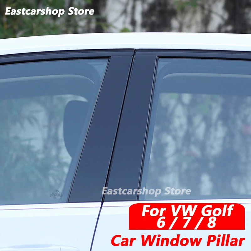 For Volkswagen VW Golf 8 MK8 7 6 Car Central Middle Column PC Window B C Pillar Strip Sticker Accessories Cover 2009-2022 2021