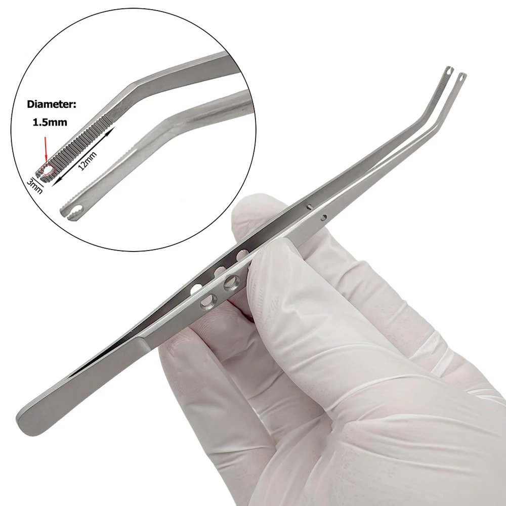 

High-Quality Dental Forceps Stainless Steel Surgical Tweezers Serrated Tip for Stitching Dressing & College Lab Use
