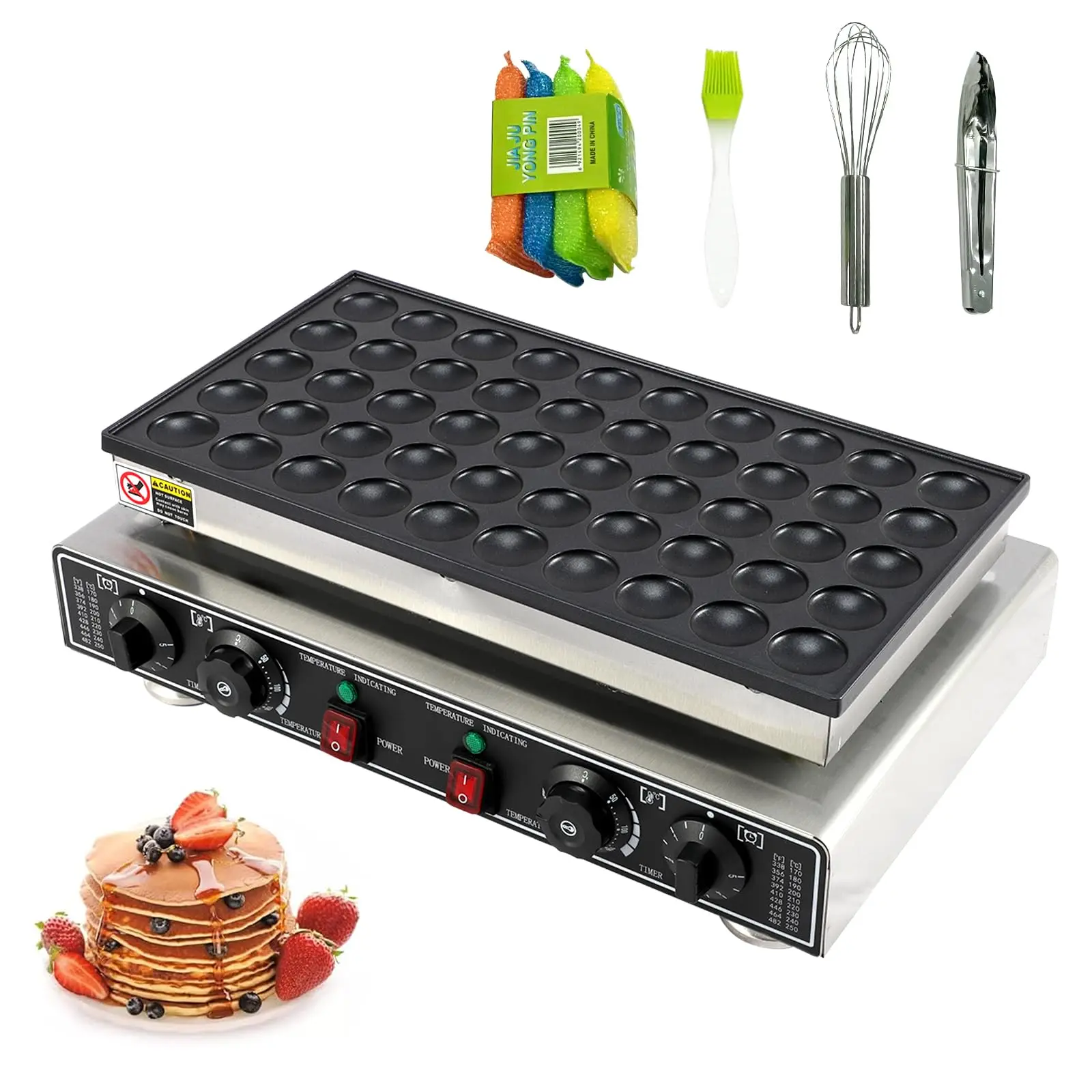 

Электрическая вафельница на 50 отверстий для мини-блинчиков, 1800 Вт, с антипригарным покрытием, регулировкой температуры и времени, для домашнего или коммерческого использования
