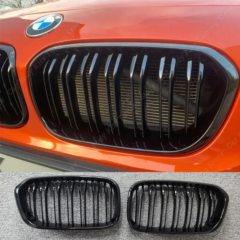 

Gloss Black Double Line Air Intake Grille For BMW 1 Series F20 F21 Front Kidney Grille 116d 120i 120d M135i 2012-2018 Tuning