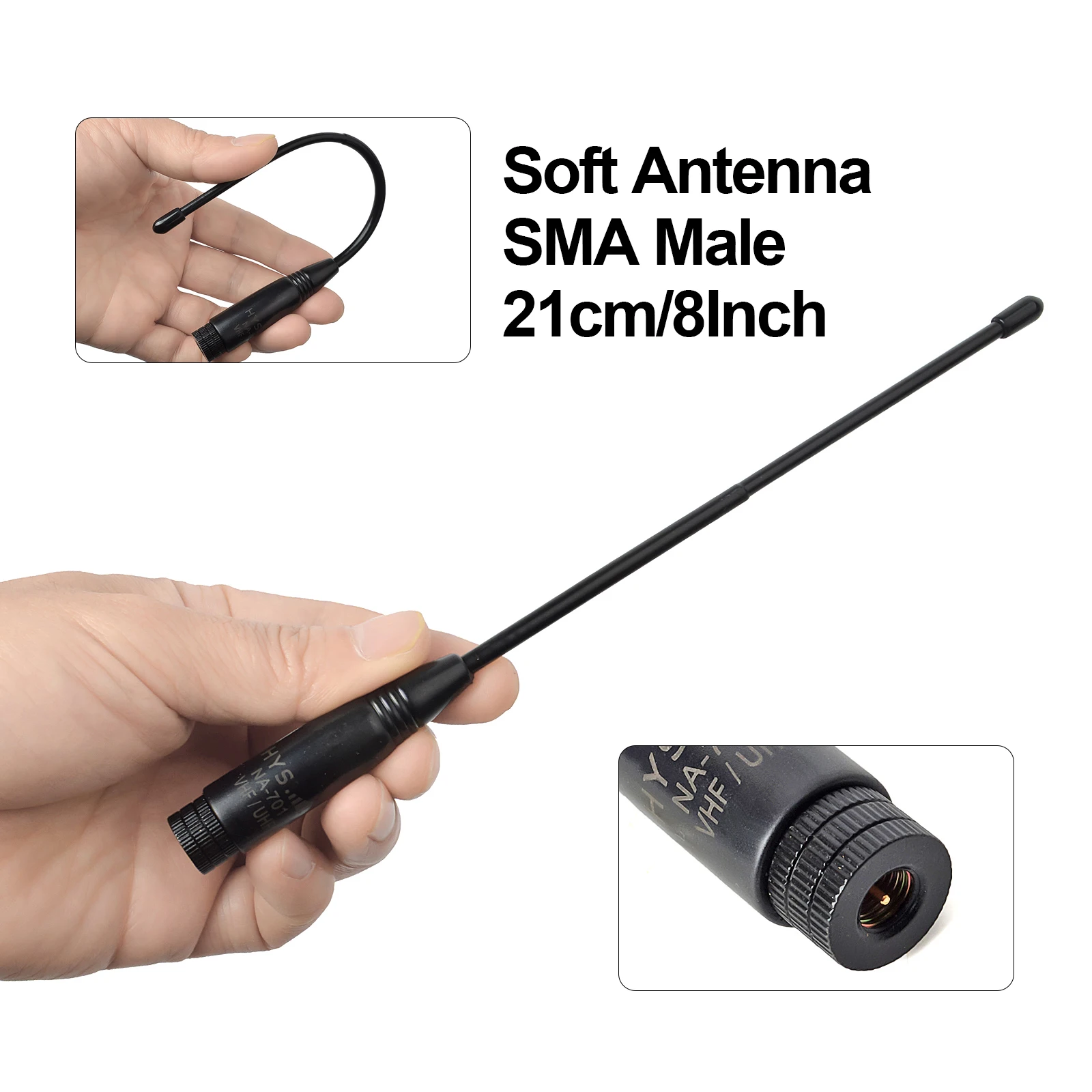 NA-701 Long Range Walkie Talkie Antenna VHF/UHF (144/430Mhz) with SMA Male for Wouxun KG-UV6D TYT UV380 Yaesu VX-6R Radios