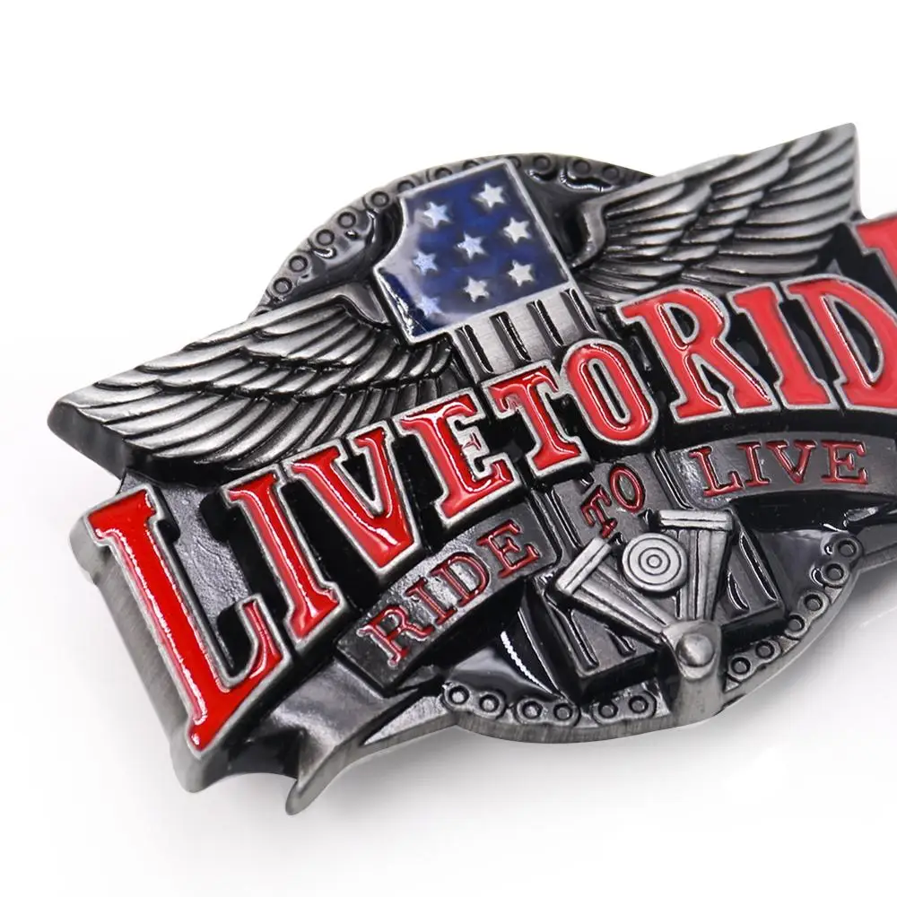 معدن النسر جديد حزام رجالي مشبك الأحمر المينا رسالة لايف لركوب الخيل للعيش مشبك بيوتر الأسود هدية عيد ميلاد الجينز الديكور