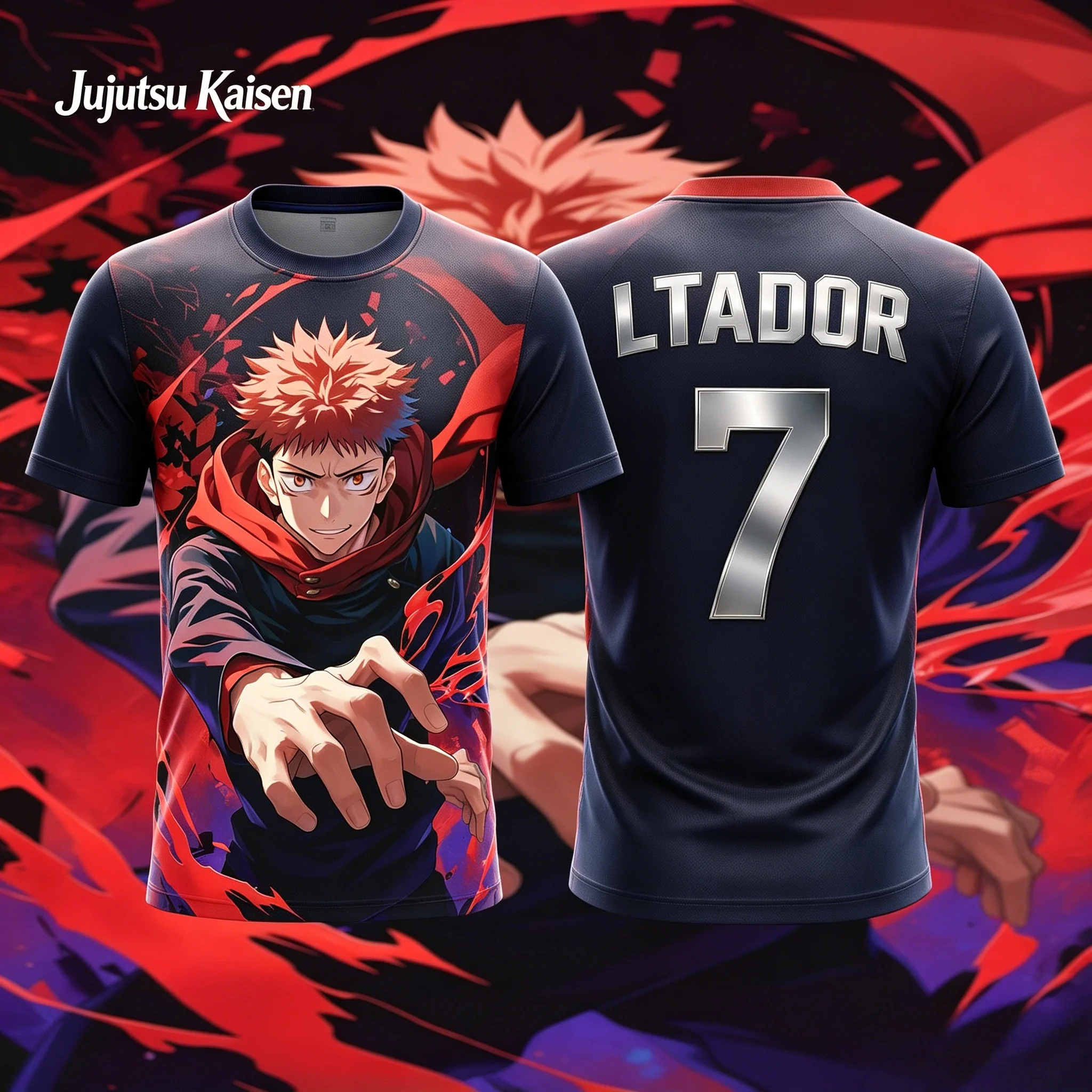2026 Summer Jujutsu Kaisen Yuji Itadori 3D Print Sports Jersey Oversized Anime Fan Casual Tee