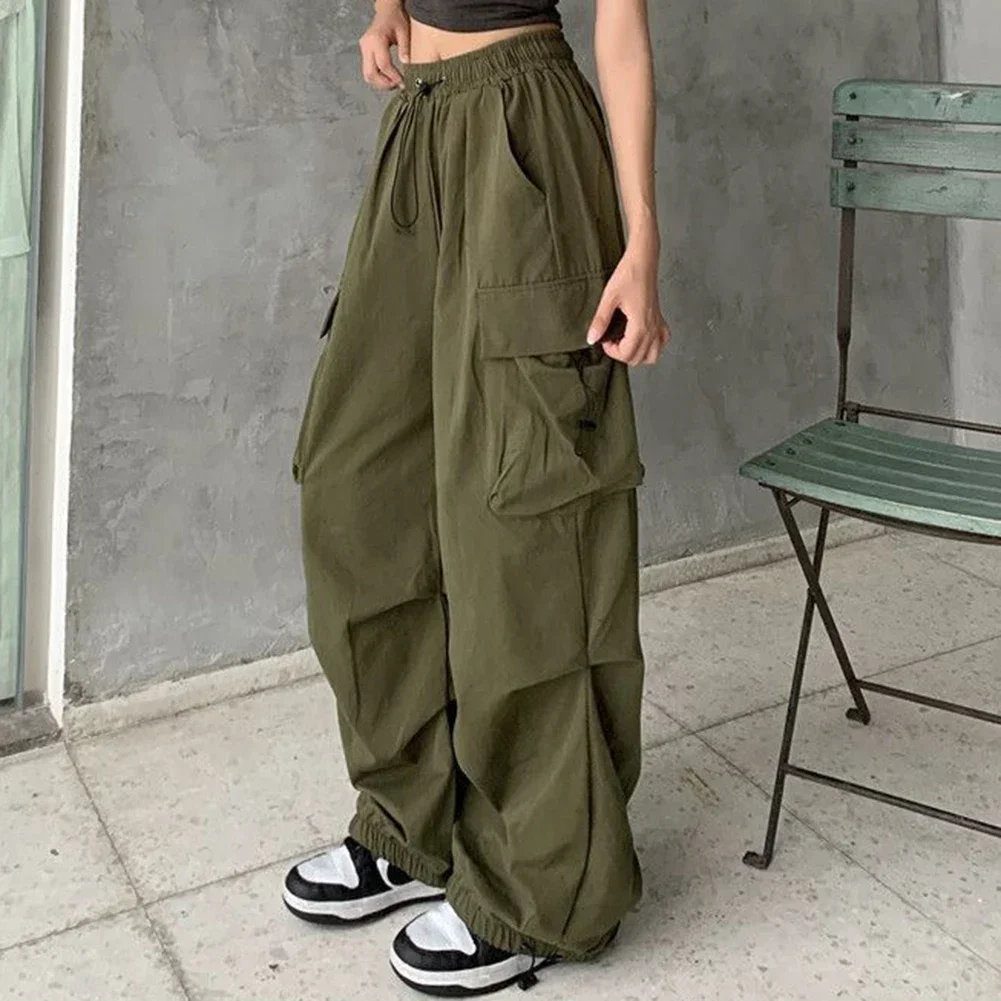 Women Y2K Cargo Pants Vintage Loose Streetwear Trousers Casual High Waist Korean Harajuku Retro Female Wide Leg Pant