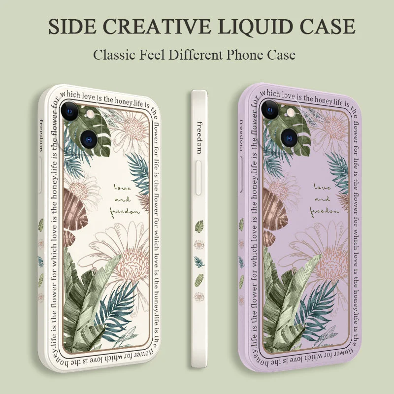 Ins Tropical Style Phone Case For iPhone 16 15 14 13 12 11 Pro Max Mini X XR XS MAX Plus Cover