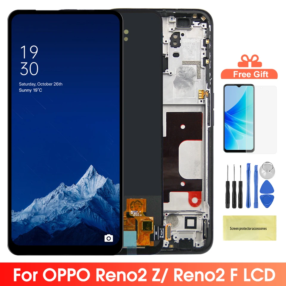 Schermo LCD 6.53'' Per Oppo K3 / Reno2 Z / Reno2 F / Realme X – Kit Di Riparazione Con Touchscreen E Attrezzi (Senza Impronta Digitale)