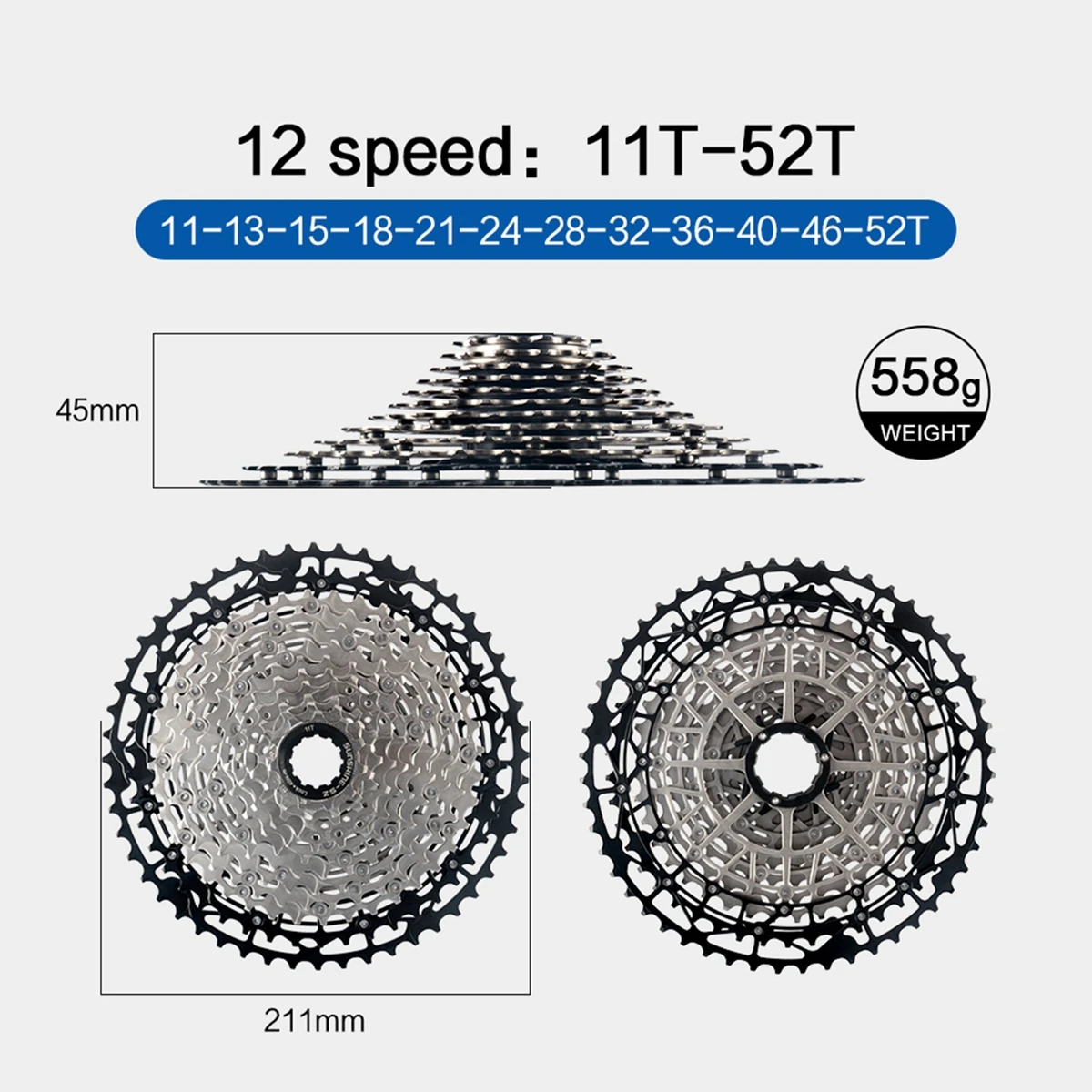 Sunshine Mountainbike 12S Kassette MTB 40T 42T 45T 46T 48T 50T 52T 12V K7 Off Road Fahrrad Kettenrad 12 Geschwindigkeit für Shimano M6100 – Detail 27