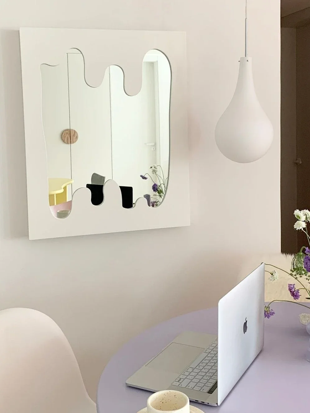 مرآة مكياج كاملة الطول بتصميم موجة إنس نورديك، مرآة تركيب إبداعية على الأرض، مرآة نصف الجسم #2