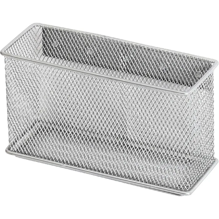 Wire Mesh Magnetic Storage Basket, Container, Desk Tray, Office Supply Accessory Organizer Silver for Refrigerator/Microwave