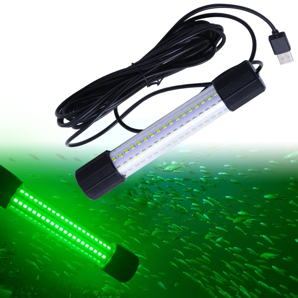 Luz de pesca led usb de 6.69 polegadas, lâmpada submersível subaquática com cabo de 5m, sonda de pesca com isca à prova d'água, equipamento de pesca em água salgada