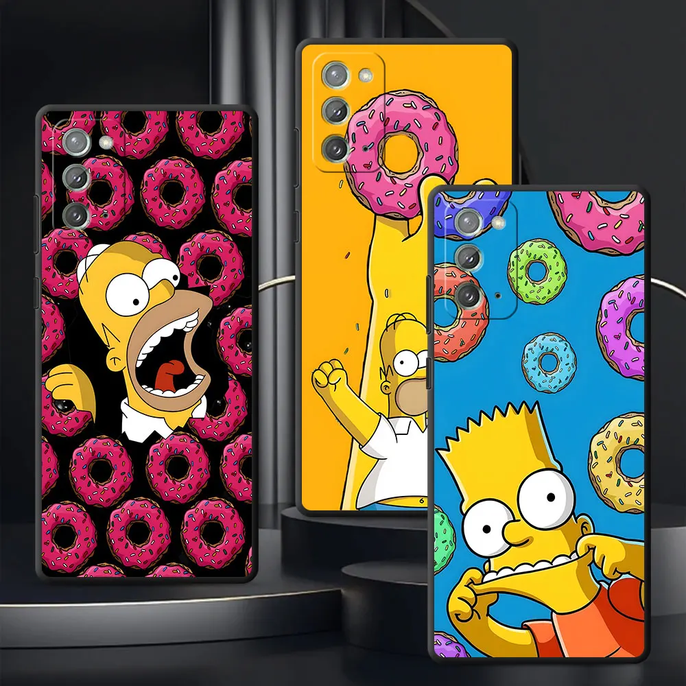 Black Case For Samsung Galaxy Note 20 Ultra 5G 10 Plus 9 TPU Phone Cover Cartoon The Simpsons Homer M12 J6 Plus J7 J8 J5 Prime