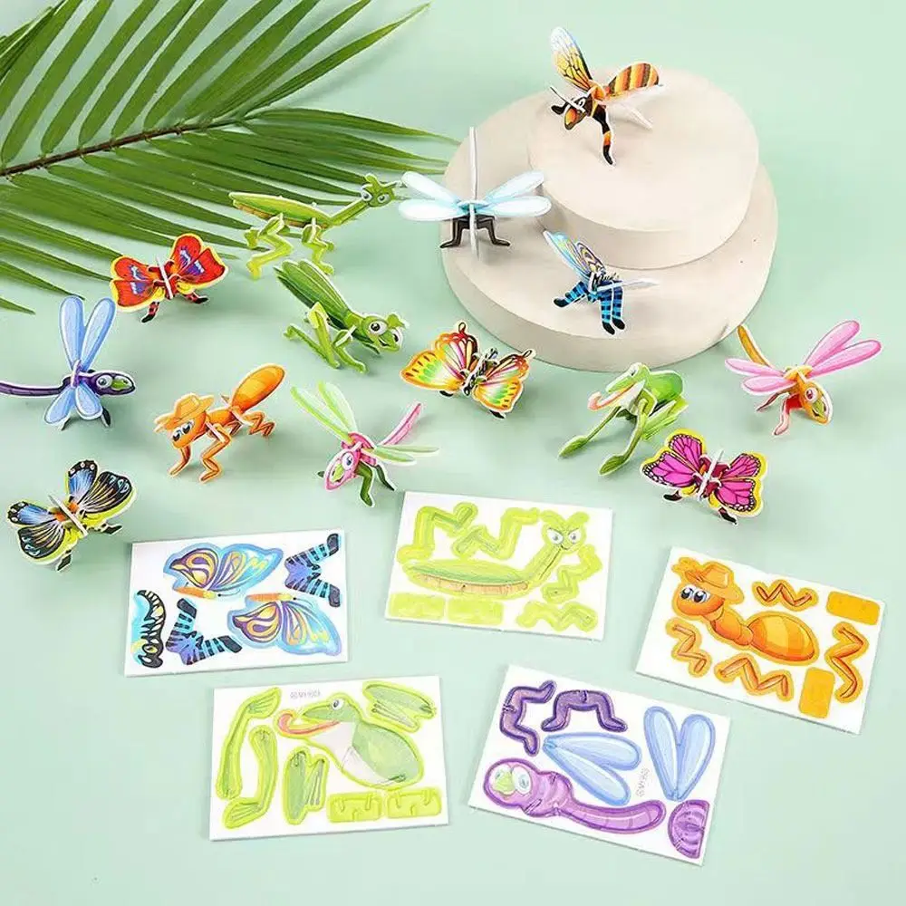 25 Stuks Speelgoed Insect Puzzel Hoge Kwaliteit Handgemaakte 3d Puzzel Blokken Vroege Educatie Grappige Puzzel Kaarten