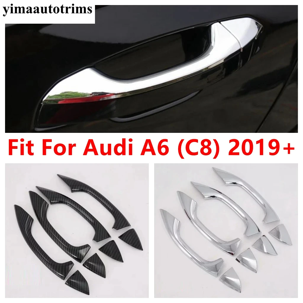 

Car Door Handle Decoration Protection Cover Trim For Audi A6 C8 2019 - 2023 ABS Chrome / Carbon Fiber Accessories Exterior Kit