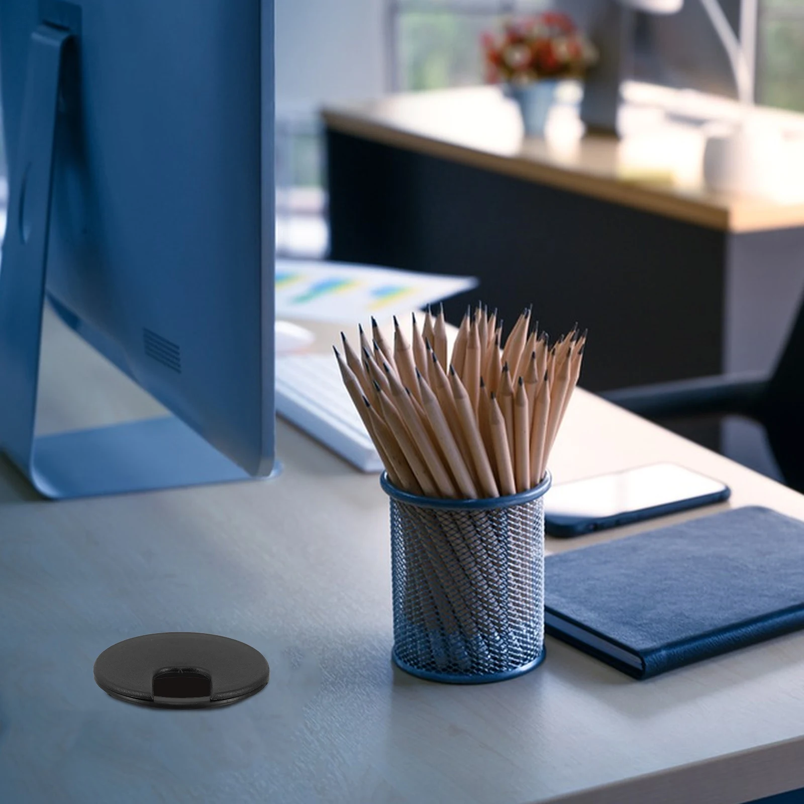 Cavo passacavo per scrivania da banco mobile Copri foro per cavo da tavolo Filettatura per computer in plastica