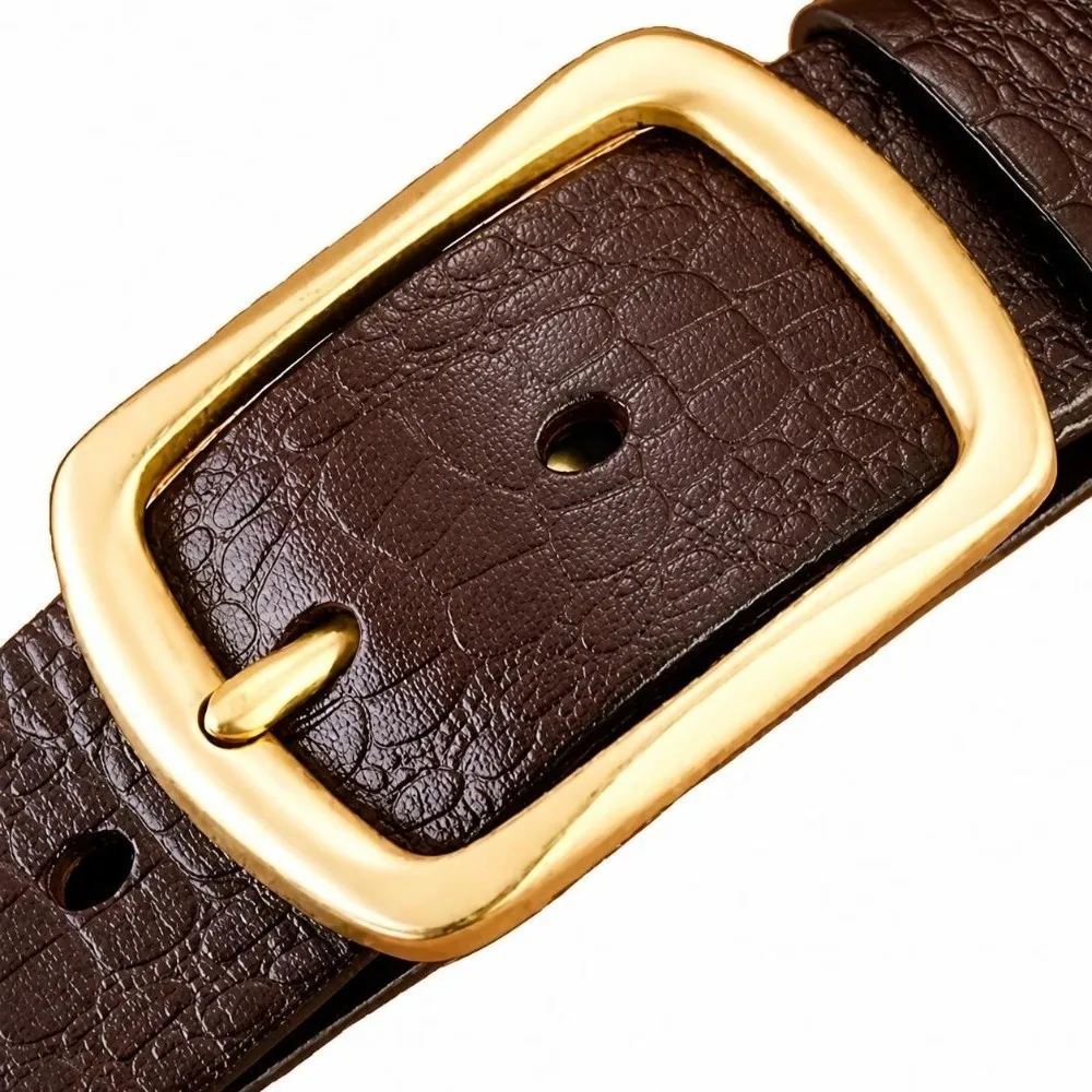 Embossed Texture Faux Leather Belt Durable Stitching Alloy Pin Buckle Pin Buckle Belt Casual Adjustable Crocodile Grain Belt