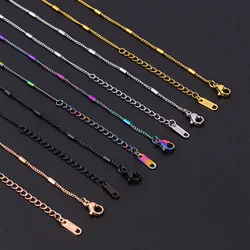 1/5/10PCS Wholesale Middle Cross Chain Necklaces For Women Men Simple Jewelry On The Neck Stainless Steel Chains Thin Girl Colar