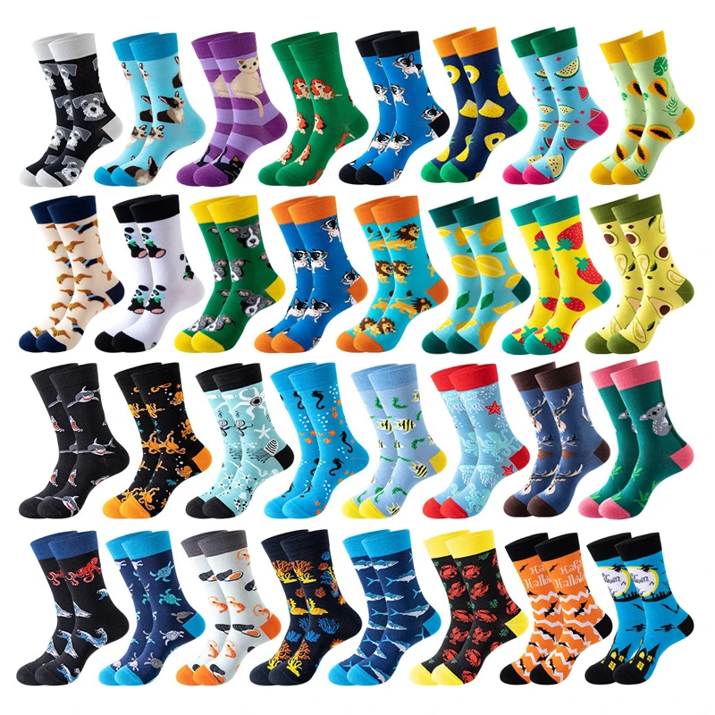 6-12 Pairs New Fashion Cute Unisex Casual Socks Funny Animal Fruit Sea Halloween Women Socks