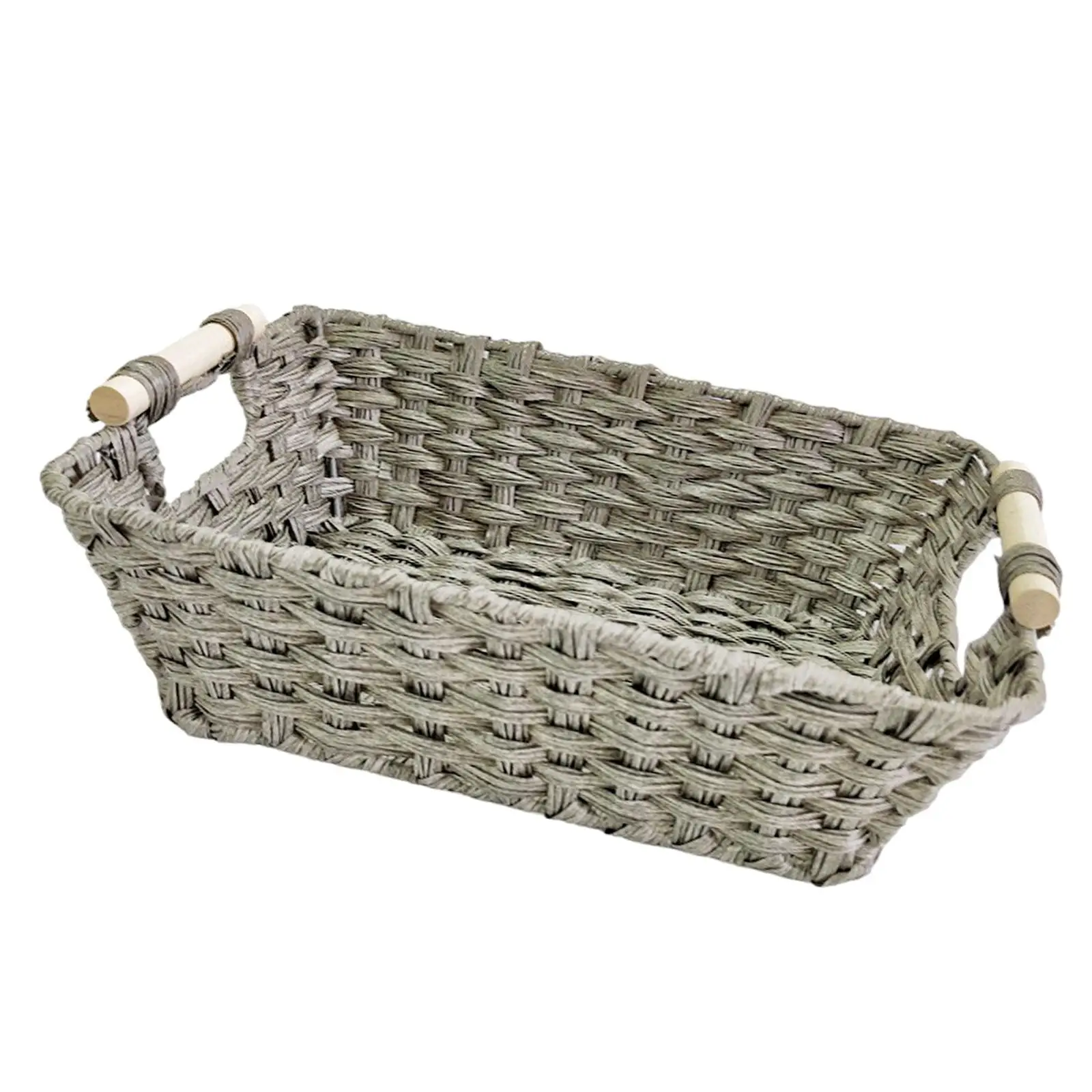 Imitation Rattan Basket with Handles Decorative for Bathroom Kitchen Bedroom