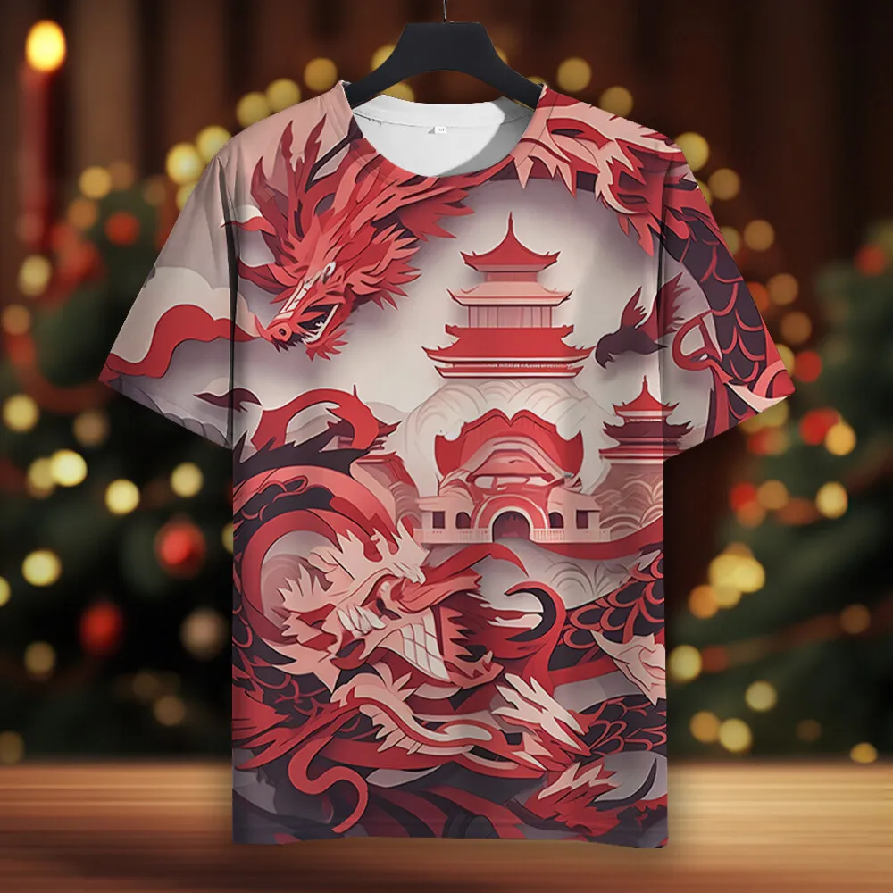 

Men's Clothing Short Sleeve T-Shirt Dragon Graphic T Shirts Summer Fashion Crew Neck Casual T-Shirts for Men Oversized T-Shirt