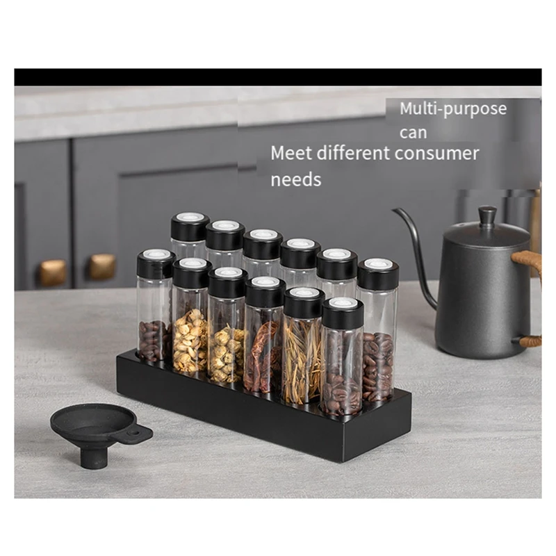 Coffee Beans Storage Container Display Rack Walnut Tea Tube Bottle Glass Espresso Coffee Accessories Tool