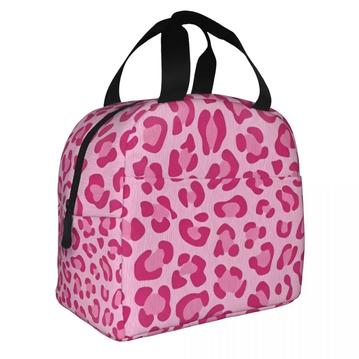 Pink Leopard Insulated Lunch Bag Cooler Bag Meal Container High Capacity Lunch Box Tote Bento Pouch School Picnic