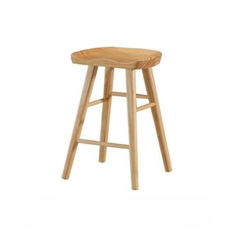 Household Solid Wood Bar Chair, Bar Stool, Vintage Solid Wood Chair, Bar Stool, High Stool, Milk Tea Coffee High Stool