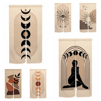 Nordic Sun and Moon Phase Door Curtains Kitchen Cafe Izakaya Bedroom Doorway Partition Split Entrance Noren Hanging Half-Curtain
