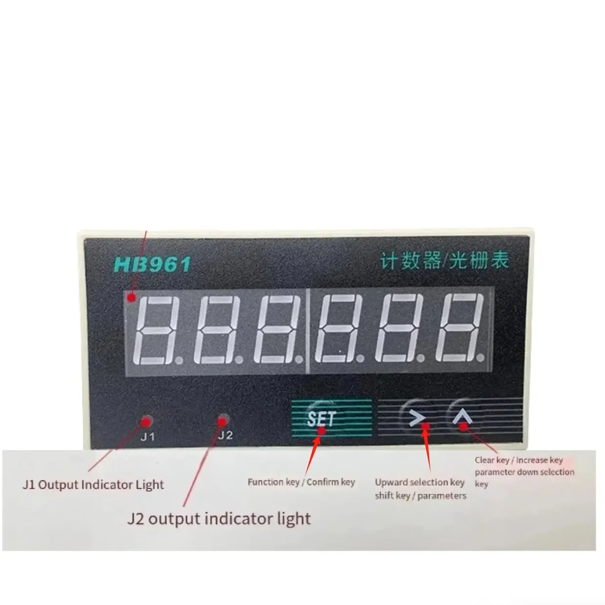 HB961 Electronic 6-digit Digital Display Intelligent Reversible Counter Meter Raster Table 2 Group Output and HP961