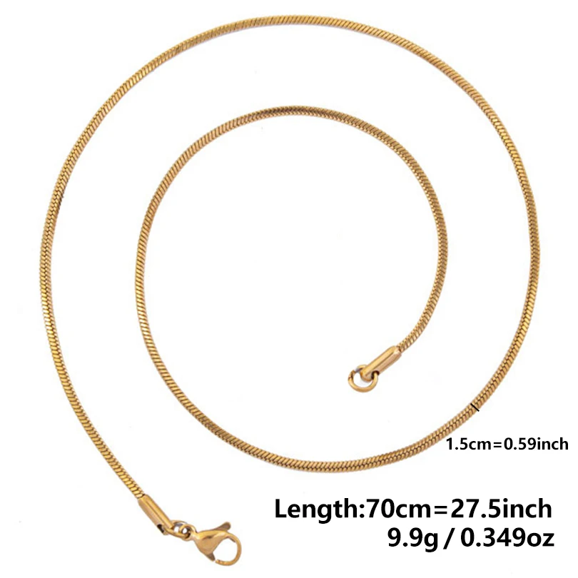 1.5mm/70cm Brief Fashion Square Snake Chain Classic Stainless Steel Chain For Men Women Sports Leisure Everyday Joker Jewelry