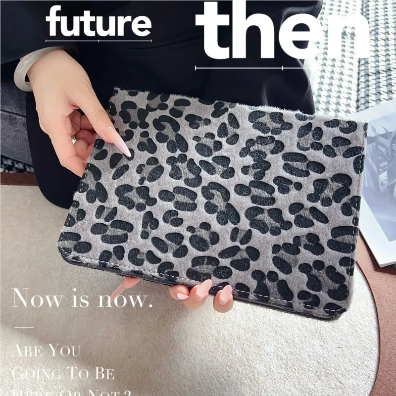 Leopard Print Plush Texture Tablet Case for iPad 10th Gen Air 10.9 A16 A19 2026 2025 Pro 11/12.9/13in Air 6/7/8 11/13in M4 Cover