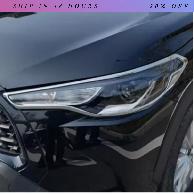 IOSN ABS Plastic Car Headlight Eyebrow Frame Trim For Toyota Corolla Cross XG10 2020-2024 Decoration Cover Exterior Accessories