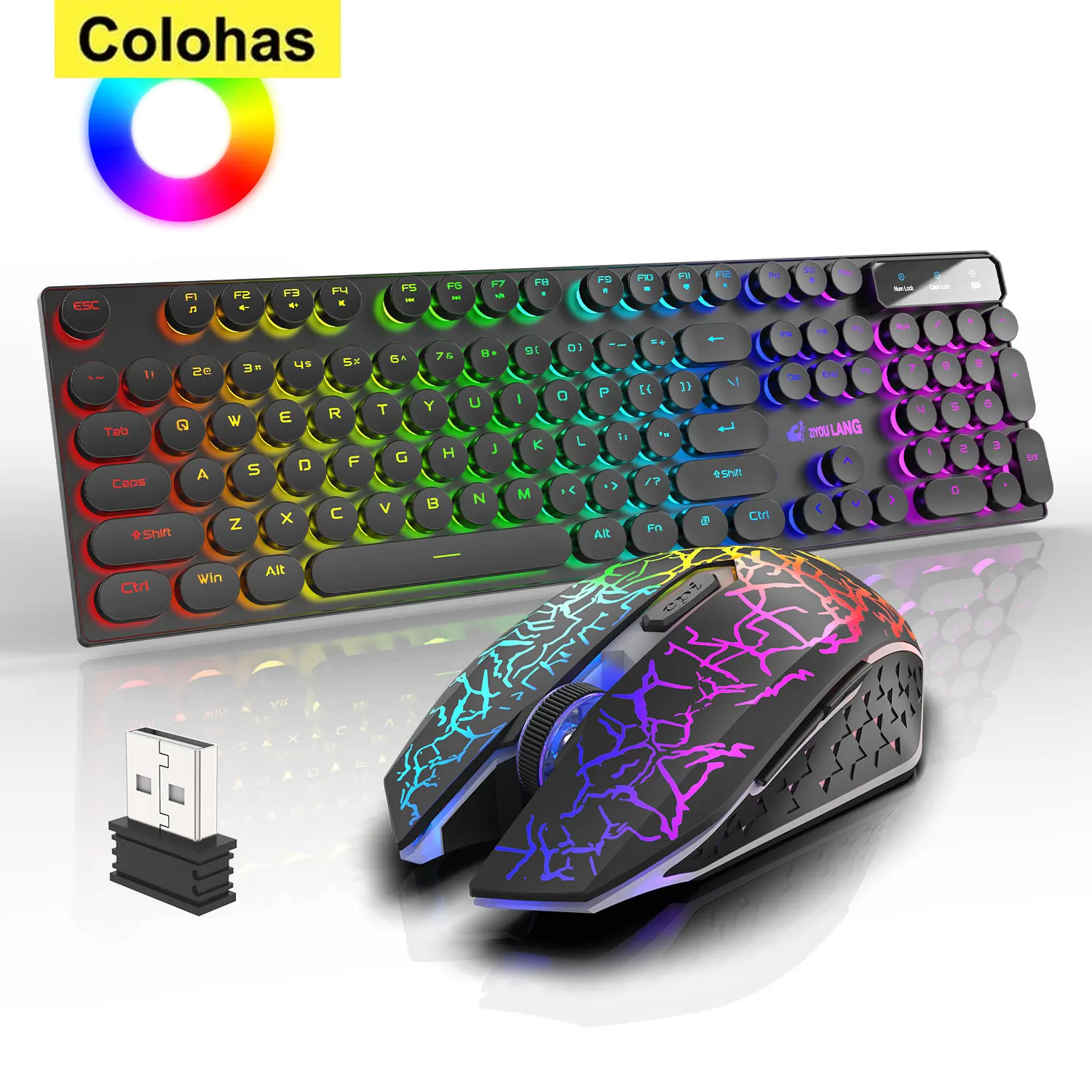 

2.4G Wireless Keyboard Mouse Set Backlight Rechargable Keycaps Gaming Keyboard Mouse Combo For PC Computer Laptop Gamer Office