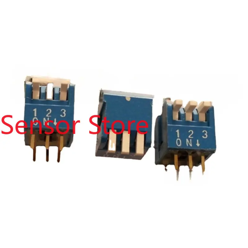 

10PCS DIP 3P Side Dial Key Type 3 Position Code Removal Switch With A Pin Distance Of 2.54MM, Blue Gold-plated