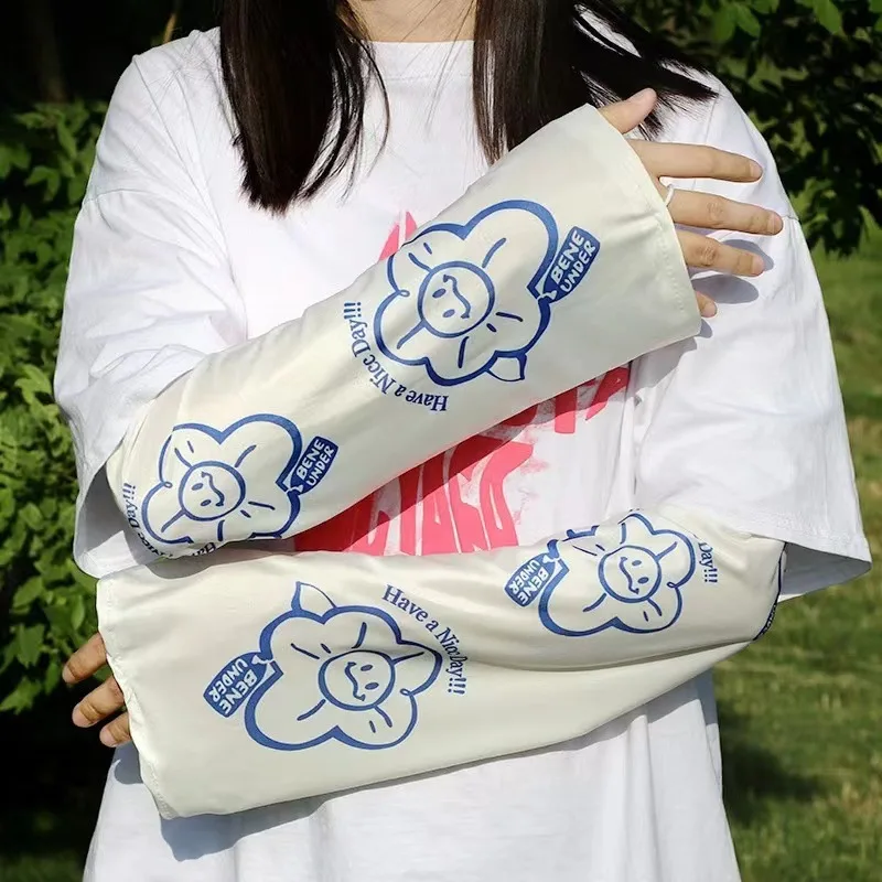 Miniso 여름 선 스크린 슬리브 커버 Yugui 학생 Sanrio 만화 귀여운 팔 케어 느슨한 핸드 슬리브 UV 안티 아이스 실크 슬리브